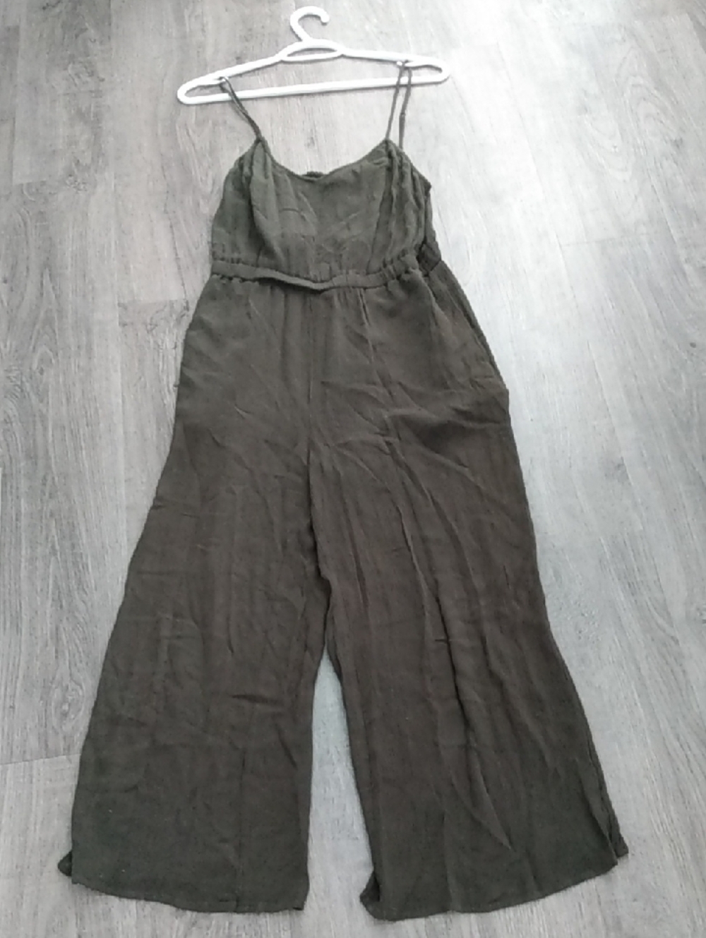 LOFT Olive Wide-Leg Spaghetti Strap Jumpsuit